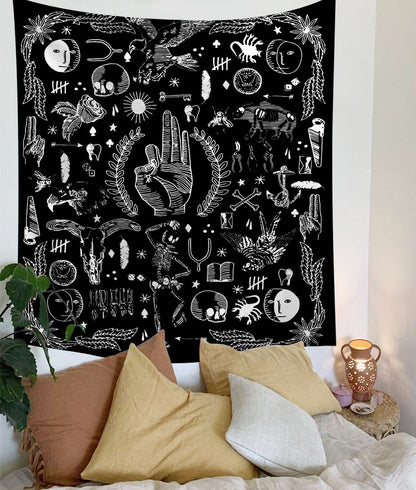 Mandala Tapestry for Home Decor White Black Sun And Moon Tapestry Wall Hanging Gossip Tapestries Bedroom