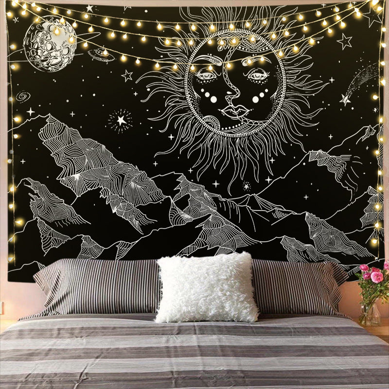 Mandala Tapestry for Home Decor White Black Sun And Moon Tapestry Wall Hanging Gossip Tapestries Bedroom