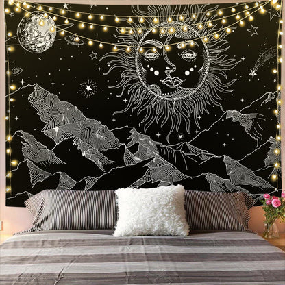 Mandala Tapestry for Home Decor White Black Sun And Moon Tapestry Wall Hanging Gossip Tapestries Bedroom