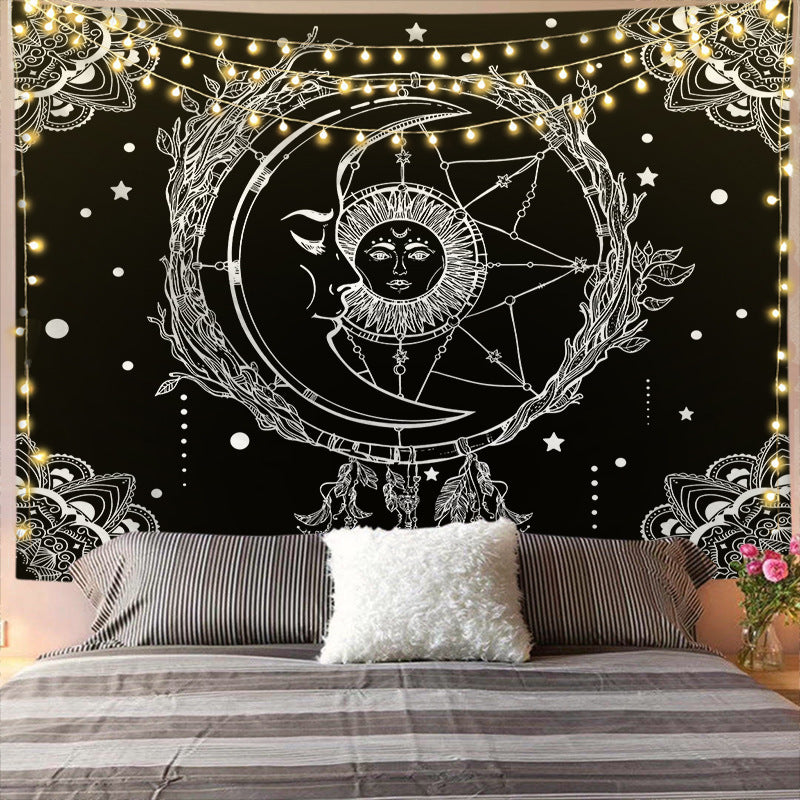 Mandala Tapestry for Home Decor White Black Sun And Moon Tapestry Wall Hanging Gossip Tapestries Bedroom