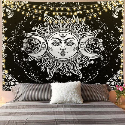 Mandala Tapestry for Home Decor White Black Sun And Moon Tapestry Wall Hanging Gossip Tapestries Bedroom