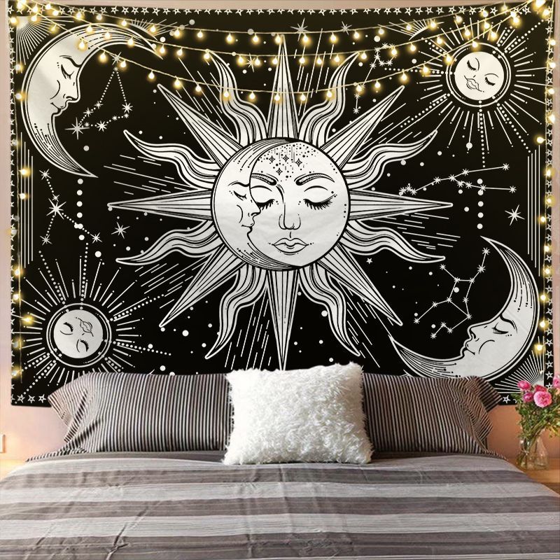 Mandala Tapestry for Home Decor White Black Sun And Moon Tapestry Wall Hanging Gossip Tapestries Bedroom