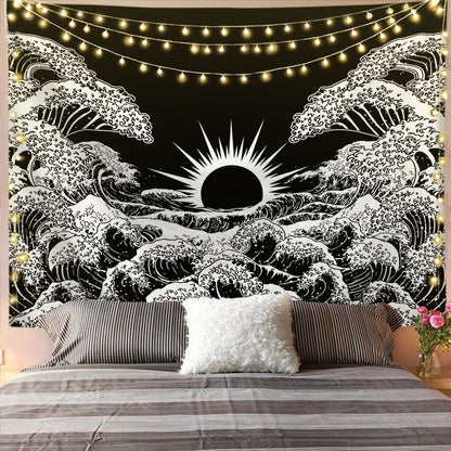 Mandala Tapestry for Home Decor White Black Sun And Moon Tapestry Wall Hanging Gossip Tapestries Bedroom