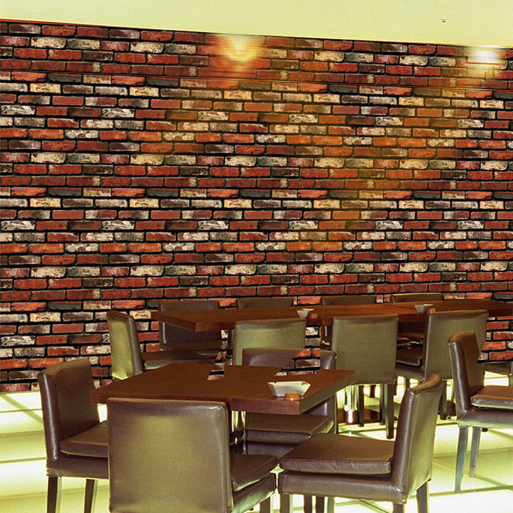 Home Decor 3D PVC Wood Grain Wall Paper Brick Stone Wallpaper Self-Adhesive Living Room Bedroom