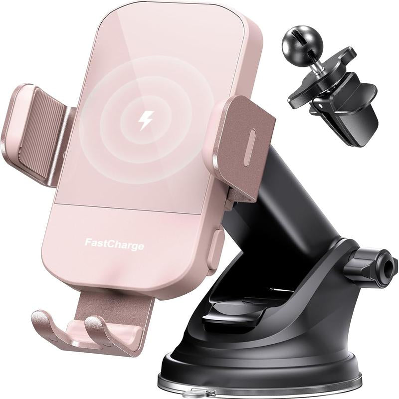 Tiktok Shop Phone Holder, Car Accessories 15W Wireless Fast Auto Clamping Car Charger Fit for Iphone 15 14 13 12 11 Pro Max Smartphone Cellphone Charging